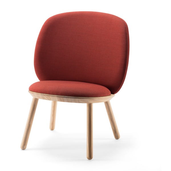 Smeđa fotelja boje konjaka s konstrukcijom od drva jasena s kožnim detaljima EMKO Naïve-image-4