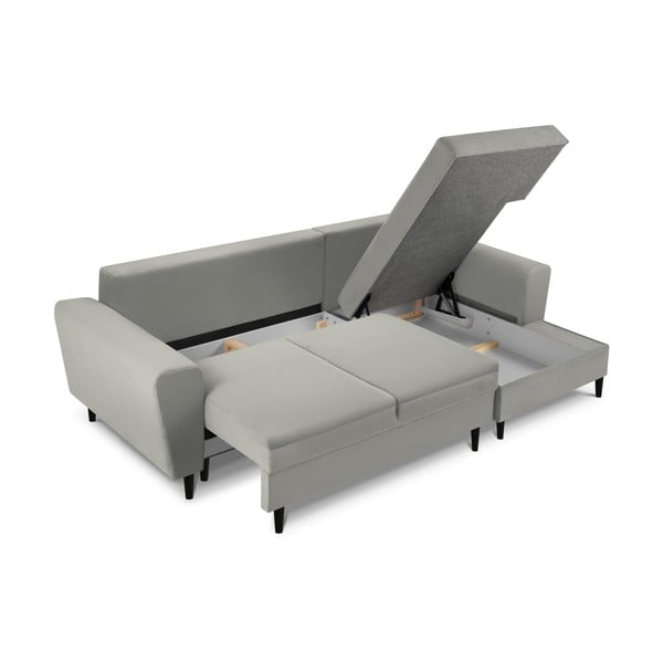 Svijetlo siva sklopiva/s prostorom za odlaganje kutna garnitura od samta (s desnim kutom/s ležaljkom) Kyoto – Cosmopolitan Design-image-3