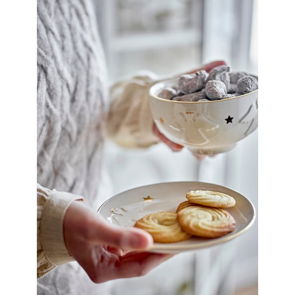 Bijeli desertni tanjur s božićnim motivom od kamenine ø 16 cm Starry – Bloomingville-image-1