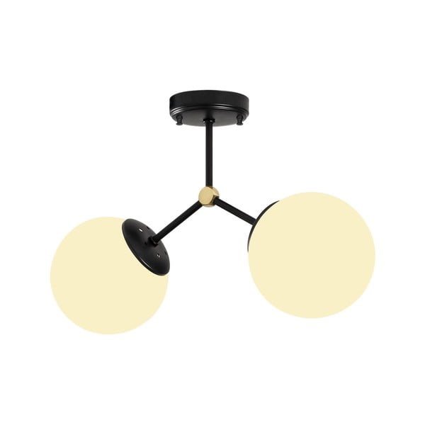 Crno-bijela stropna svjetiljka sa staklenim sjenilom 15x44 cm Damar – Opviq lights-image-2