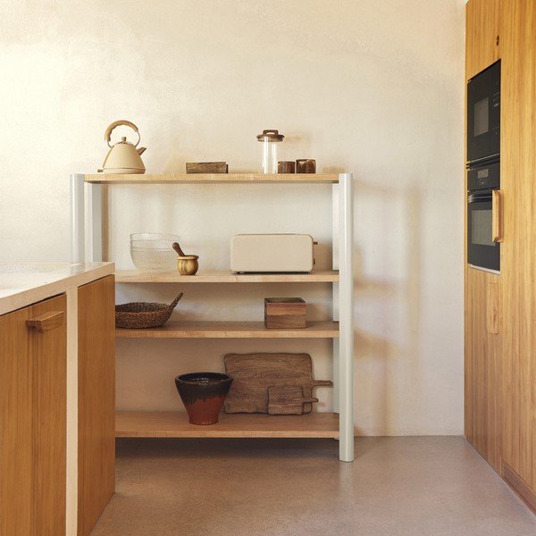 Krem/u svijetloj prirodnoj boji regal u dekoru hrasta 126x128x43 cm Bona – Teulat-image-1