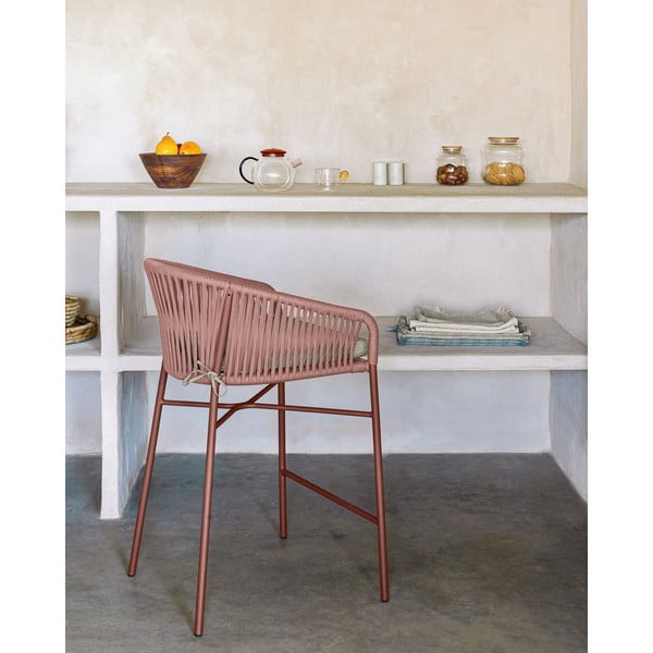 Vrtna barska stolica s terakota užetom Kave Home Yanet, visina 85 cm-image-1