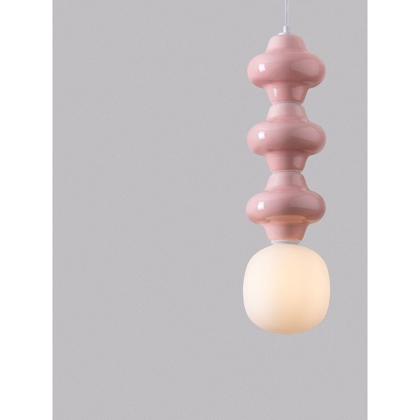 Bijela/svijetlo ružičasta viseća svjetiljka keramička sa staklenim sjenilom ø 18 cm Clio – Nova Luce-image-1