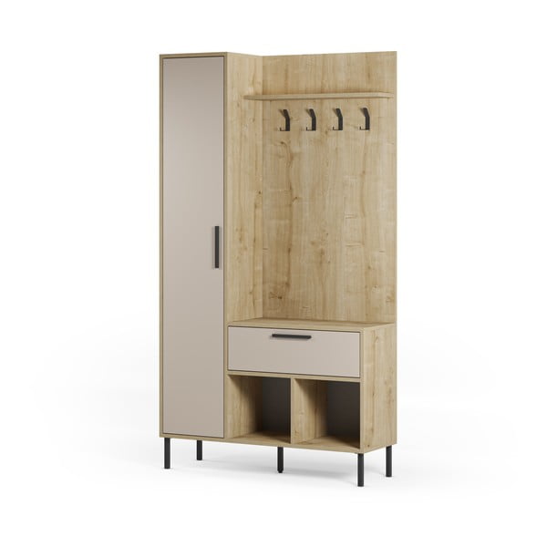 Krem/u prirodnoj boji set za hodnik u dekoru hrasta 108x195x35 cm Heidy – Marckeric-image-2