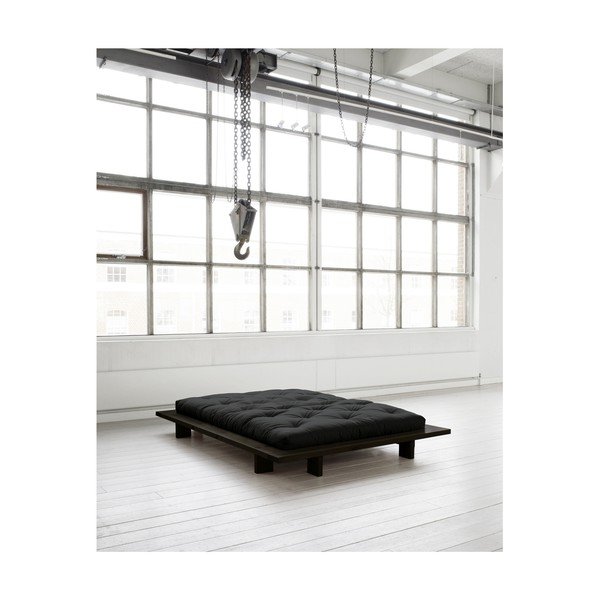Bračni krevet od borovine s madracem Karup Design Japan Comfort Mat Crna/Crna, 140 x 200 cm-image-3