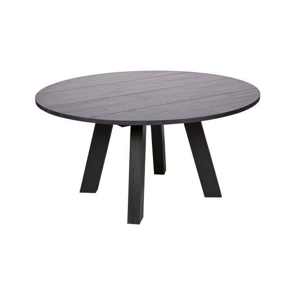 Crni blagovaonski stol od hrastovog drveta WOOOD Rhonda, Ø 150 cm