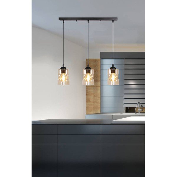 Crna visilica sa staklenim sjenilom 10x62 cm Felis - Candellux Lighting-image-1