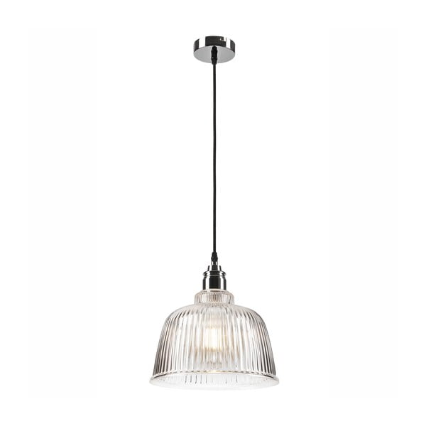 Viseća svjetiljka u sjajno srebrnoj boji sa staklenim sjenilom ø 30 cm Asta – LAMKUR