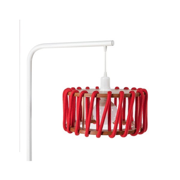 Podna lampa s bijelom konstrukcijom i malim crvenim zaslonom EMKO Macaron-image-2