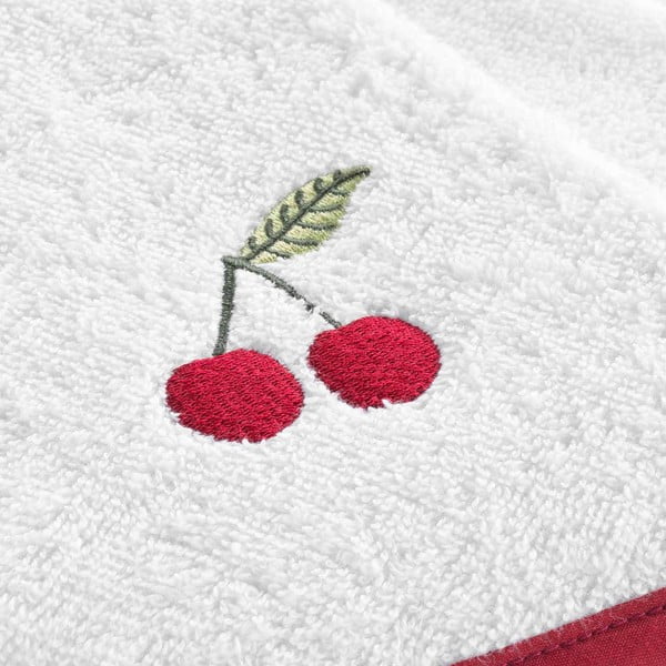 Crveni/bijeli pamučan ručnik od frotira 60 cm Cerisette – douceur d'intérieur-image-1