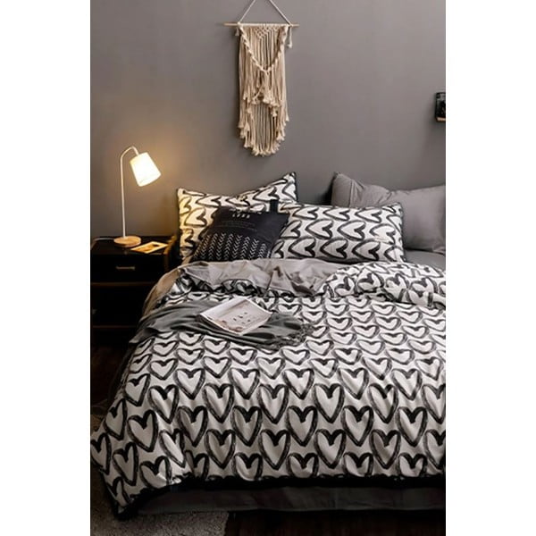 Bijelo-siva pamučna posteljina za krevet za jednu osobu/s produženom plahtom  160x220 cm - Mila Home