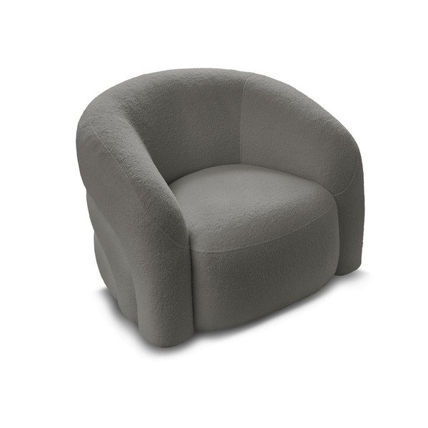 Siva okretna fotelja od bouclé tkanine Elina – Bobochic Paris-image-3