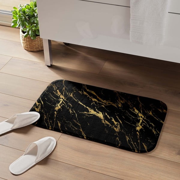 Crna/u zlatnoj boji kupaonska prostirka 45x75 cm Aquamarbre – douceur d'intérieur-image-1