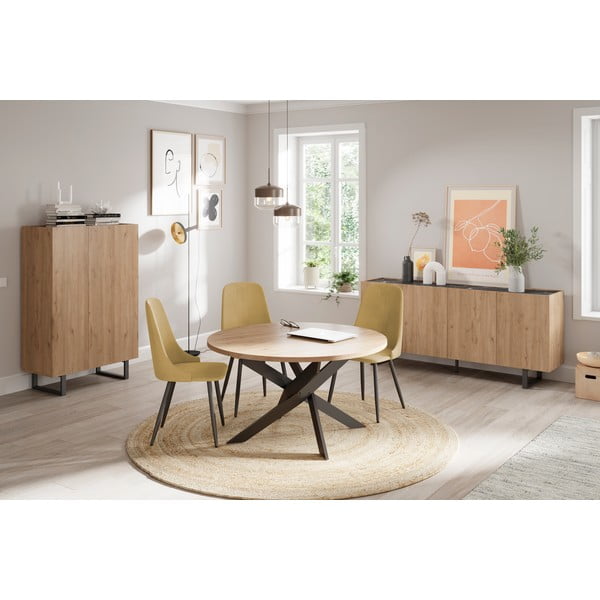 Okrugao blagovaonski stol s pločom stola u dekoru hrasta 120x120 cm Ther – Marckeric-image-1