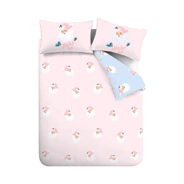 Ružičasta posteljina za krevet za jednu osobu 135x200 cm Vintage Christmas Santa – Catherine Lansfield