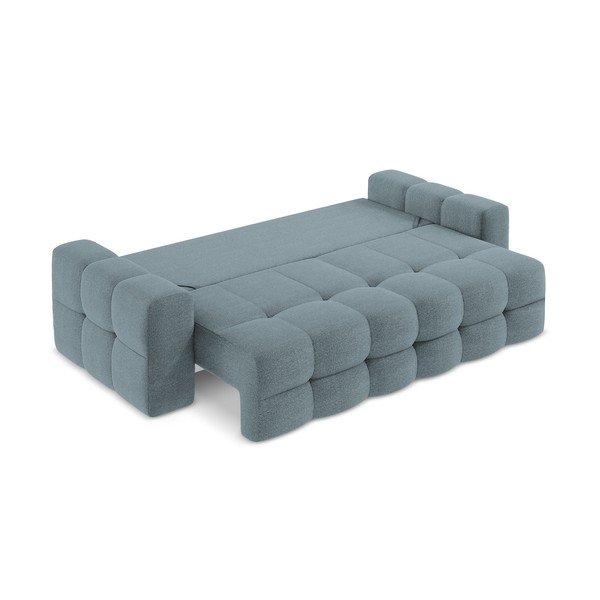 Plava sklopiva sofa od bouclé tkanine 255 cm Milu – Makamii-image-4