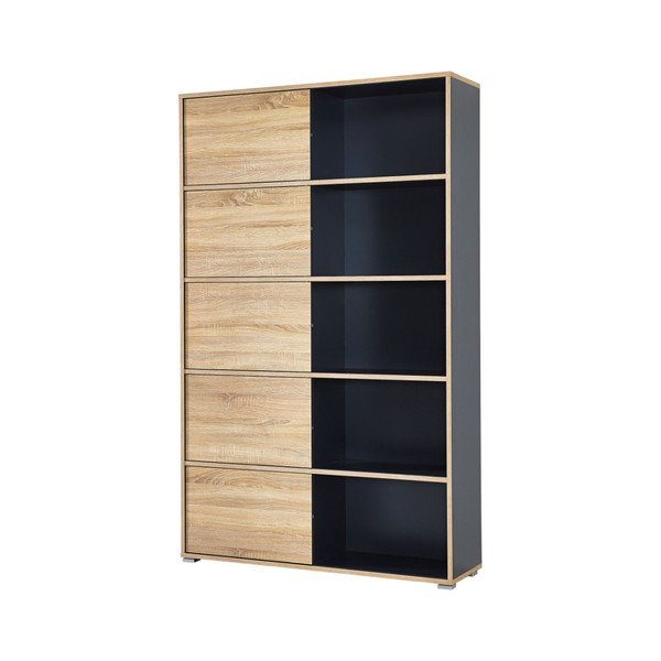 Crna polica za knjige s kliznim vratima Germania Slide-image-4