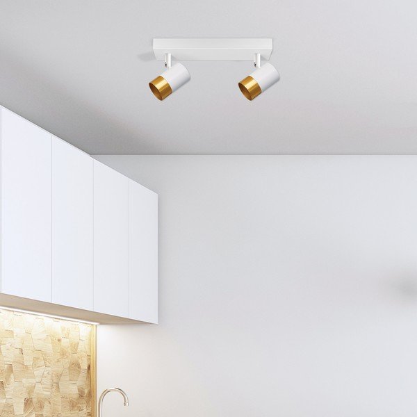 Bijela/u zlatnoj boji stropna svjetiljka s metalnim sjenilom 34x5.5 cm Tobi – Candellux Lighting-image-1
