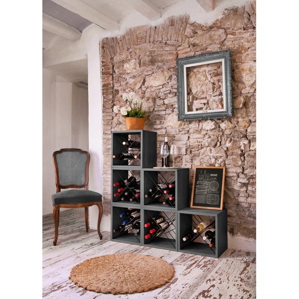 Crni držač za boce vina broj boca 12 kom – Compactor-image-1