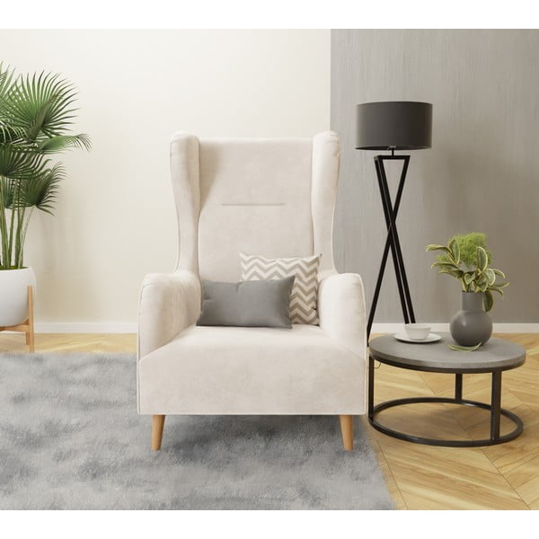 Krem baršunasta wing fotelja Carole – Ropez-image-4