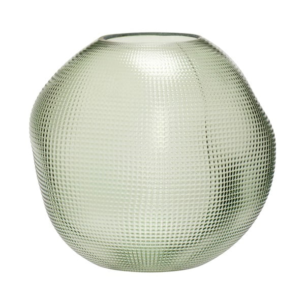 Zelena staklena vaza Hübsch Sole, visina 20 cm