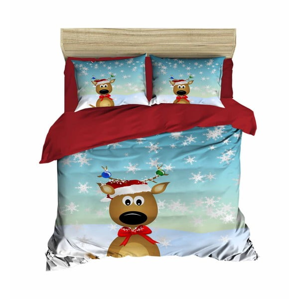 Božićna posteljina za bračni krevet s plahtama Michele, 160 x 220 cm
