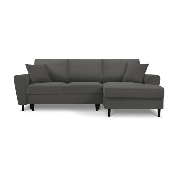 Tamno siva sklopiva/s prostorom za odlaganje kutna garnitura od samta (s desnim kutom/s ležaljkom) Kyoto – Cosmopolitan Design