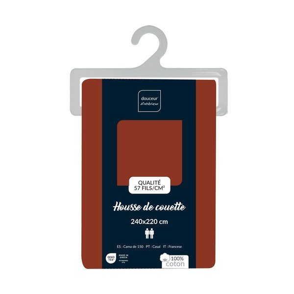 Ciglasta pamučna navlaka za poplun za bračni krevet/za produženi krevet 240x220 cm Lina – douceur d'intérieur-image-2