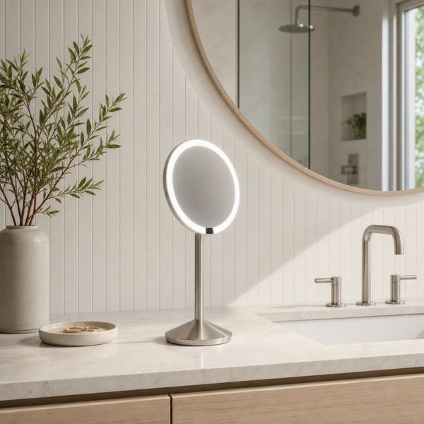Kozmetičko ogledalo s osvjetljenjem/povećavajuće (s povećanjem 5x) ø 12 cm – simplehuman-image-1