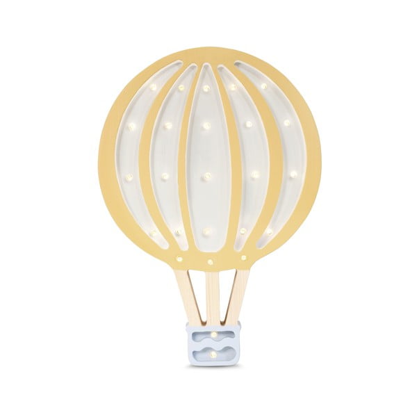 Žuto-bijela stolna lampa od borovine Little Lights Hot Air Baloon, visina 38,5 cm