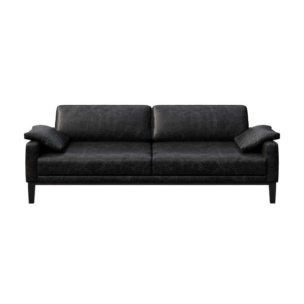 Crna kožna sofa MESONICA Musso, 211 cm