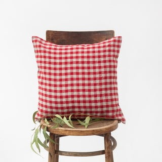 Lanena ukrasna jastučnica 50x50 cm Red Gingham – Linen Tales