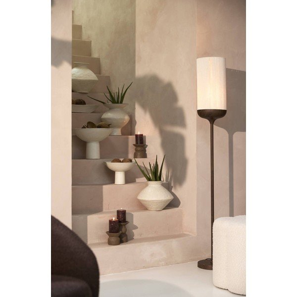 Tamno smeđa stojeća svjetiljka s tekstilnim sjenilom (visina 159 cm) Dania – Light & Living-image-1