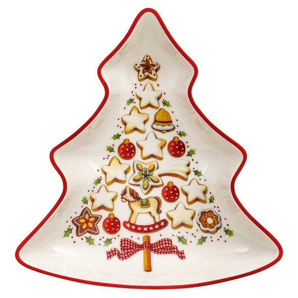 Crveno-bijela porculanska posuda za posluživanje u obliku božićnog drvca Villeroy & Boch Tree, 17,5 x 16,5 cm-image-2
