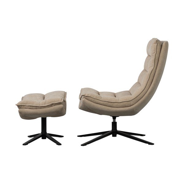 Okretna fotelja s naslonjačem za noge od šenila u prirodnoj boji Kube – WOOOD-image-2