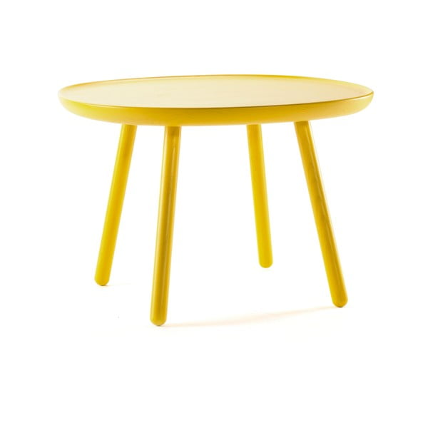 Žuti stol od prirodnog masivnog drveta EMKO Naïve, ø 64 cm
