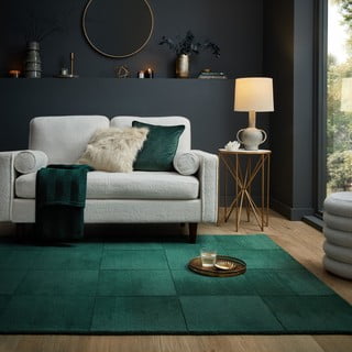Petrolej zeleni ručno rađen vunen tepih 120x170 cm Demi Check Ombre – Flair Rugs