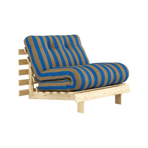 Plava/smeđa futon/drvena fotelja Roots – Karup
