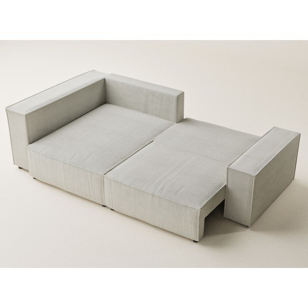 Krem sklopiva/s prostorom za odlaganje kutna garnitura od samta (s lijevim kutom/u obliku slova L) Tonga – Maison de Rêve-image-3