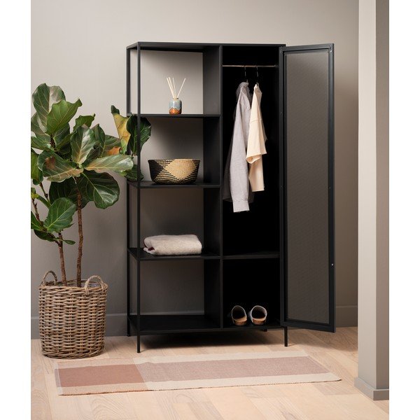 Crna metalna polica za knjige 90x180 cm Malibu - Unique Furniture-image-1
