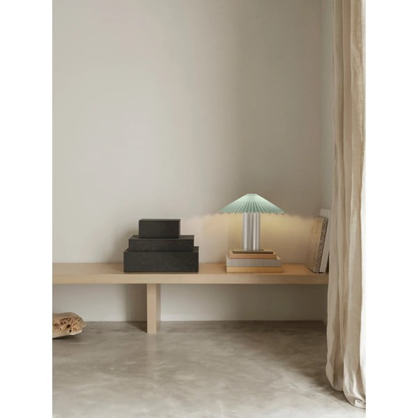 Stolna lampa s mogućnosti zatamnjivanja u srebrnoj boji/kadulja zelena s tekstilnim sjenilom (visina 36 cm) Taite – Blomus-image-1