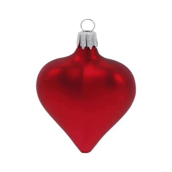 Set od 4 božićna ukrasa od crvenog stakla u obliku srca Ego Dekor