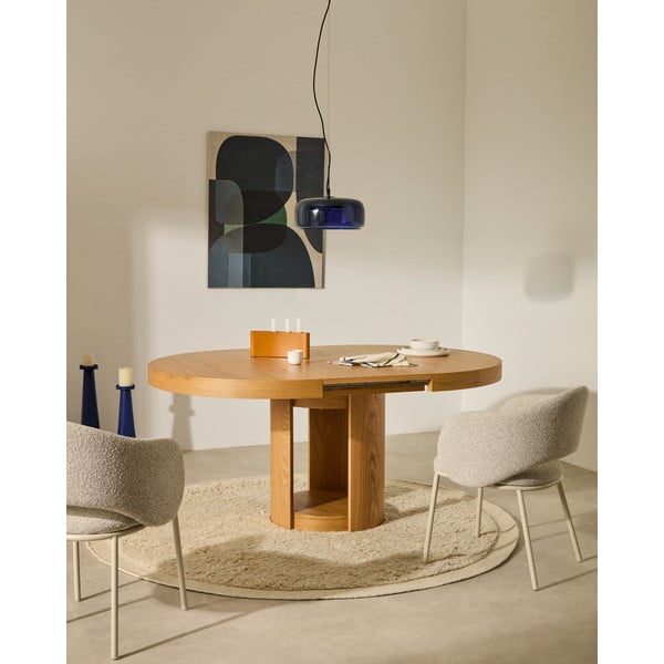 Okrugao proširiv blagovaonski stol s dodatnom pločom u dekoru hrasta ø 120 cm Artis – Kave Home-image-2