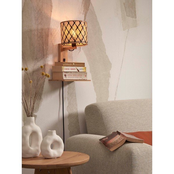 Crna/u prirodnoj boji zidna lampa ø 18 cm Java – Good&Mojo-image-3