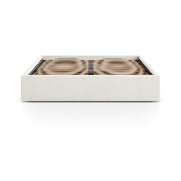 Krem tapecirani bračni krevet s prostorom za odlaganje/bez uzglavlja s podnicom 140x200 cm Susan – Micadoni -image-2