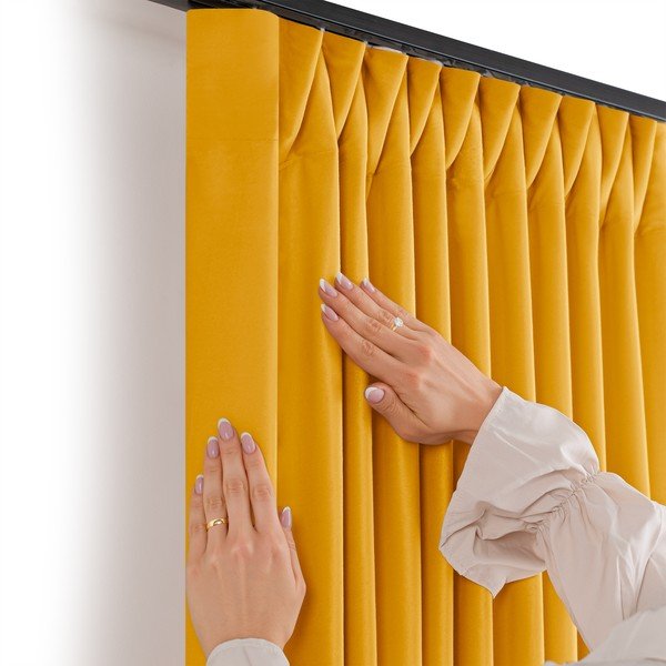Senf žuta zavjesa za djelomično zamračenje od samta 400x175 cm Velto – Filumi-image-2