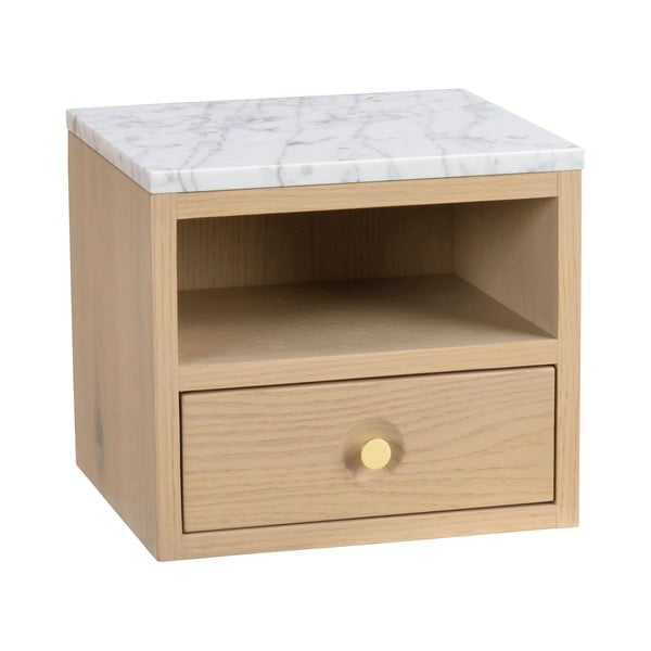 Noćni ormarić s pločom stola u mramornom dekoru u prirodnoj boji Whitmore – Rowico-image-2