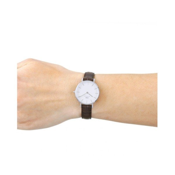 Ženski sat s kožnim remenom i bijelim brojčanikom s detaljima srebrene boje Daniel Wellington Petite York, ⌀ 28 mm-image-1