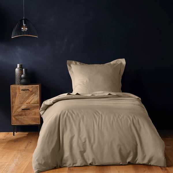 Svjetlo smeđa pamučna posteljina za krevet za jednu osobu 140x200 cm Lina – douceur d'intérieur