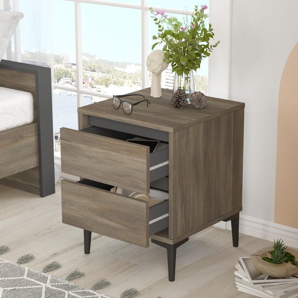 Smeđi noćni ormarić Elegance – Kalune Design-image-3